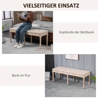 HOMCOM Sitzbank Vintagedesign Vintagebank, Knopfheftung, gedrechselte Beine, Shabby Chic, Creme + Weiß(m-6)