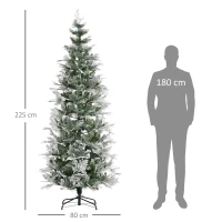 HOMCOM Sapin arbre de Noël artificiel 225 cm 880 branches enneigées+ support pied pliable vert(m-3)