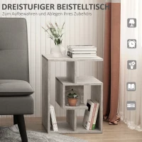 HOMCOM Beistelltisch Standregal Satztisch Bücherregal Coutchtisch Ablage Platzsparend Wohnzimmer Schlafzimmer Arbeitszimmer Grau 45 x 40 x 55 cm(m-4)