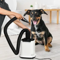 PawHut Secador de Pelo para Perros Soplador para Mascotas Profesional con Temperatura Ajustable 23x23x26,5 cm Blanco(m-2)