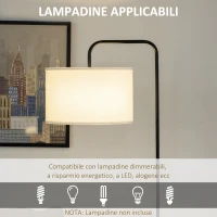 HOMCOM Lampada da Terra Moderna in Acciaio con Paralume in Tessuto Effetto Lino, 64x38x163.5 cm, Bianca e Nera(m-6)