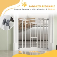 PawHut Cancellino per Cani taglia Piccola e Media con Chiusura Automatica, in Acciaio e PA, 74-80x76 cm, Bianco(m-7)