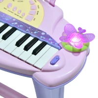 HOMCOM 32 Keys Kids Mini Electronic Keyboard Musical Instrument Educational Game Toy Children Grand Piano Stool Micropho(m-8)