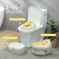 AIYAPLAY 3-in-1 Kinder-Töpfchen, abnehmbarer Sitz, Kunstleder-Polster, bis 50 kg, 6 Monate bis 6 Jahre, Grau(m-4)