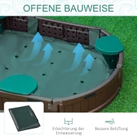 Outsunny Sandkasten für Kinder, inkl. Abdeckung, 4 Sitzplätze, robuste Kunststoffwände, 183 x 105 x 22,5 cm, Braun(m-5)