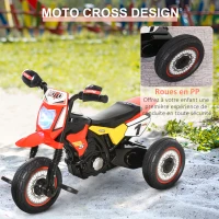 HOMCOM Tricycle Enfants Moto Cross Effets musicaux et Lumineux Coffre Rangement Rouge(m-5)