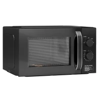 HOMCOM 23L 800W Microwave Oven, Solo Manual Microwave with 5 Power Levels, Defrost, 35 Minutes Timer, Clock, Easy Clean, Small Black Microwave(m-1)