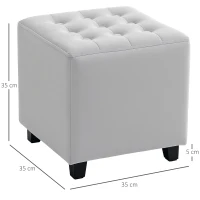 HOMCOM Velvet-Feel Square Ottoman - Light Grey(m-3)