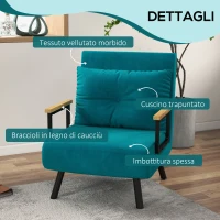 HOMCOM Poltrona Letto 3 in 1 con Schienale Reclinabile in 5 Posizioni e Cuscino, 63x73x81 cm, Blu Scuro(m-6)