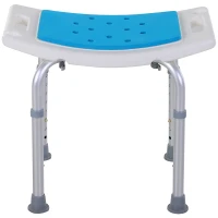 HOMCOM Taburete de Ducha Silla de Baño con Altura Ajustable en 6 Niveles Diseño Antideslizante para Ancianos o Movilidad Reducida 52x30x39-51 cm(m-4)