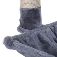 PawHut Tiragraffi per Gatti Multilivello con Amaca e Pallina, Legno e Peluche, 50x36x70cm, Grigio(m-9)