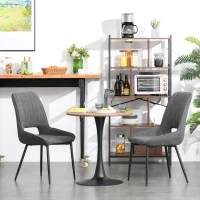 HOMCOM Modern Round Dining Table Leisure Coffee Bistro Table with Metal Base for Kitchen & Dining Room Brown(m-10)