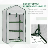 Outsunny Invernadero de Jardín con 3 Estantes 1 Puerta con Cremallera para Cultivo de Plantas 59x39x127 cm Blanco(m-5)