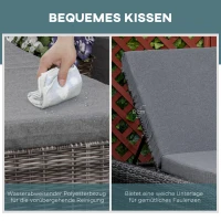 Outsunny Polyrattan Gartenliege mit Kissen Sonnenliege 5-stufig verstellbar Rattanliege Gartenmöbel Liege Stahl Grau 72 x 198 x 30 cm(m-5)