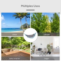 Outsunny Hamaca Doble Portátil de Algodón 285x150 cm con Bolsa de Transporte para Exteriores Patio Jardín Playa Camping Carga 120 kg Multicolor(m-7)