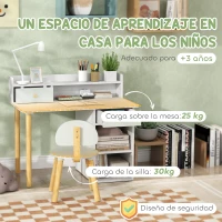 AIYAPLAY Juego de Escritorio Infantil con Silla Pupitre Infantil con Cajones Compartimento y Estantes Verde Claro y Blanco(m-7)