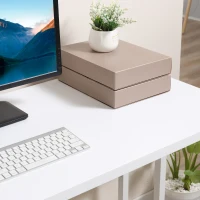 HOMCOM Escritorio Mesa de Ordenador Moderna con 2 Orificios para Cables con Pies Ajustables Mesa Multifuncional para Oficina Estudio 120x60x75 cm Blanco(m-8)