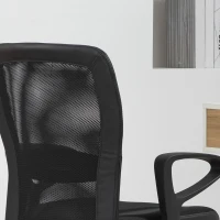 HOMCOM Sedia da Ufficio con Altezza Regolabile e Tessuto a Rete, Seduta Girevole e Inclinazione, Nero(m-7)