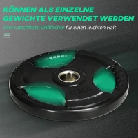 SPORTNOW Hantelscheibe, 2er-Set, 15 kg pro Scheibe, drei Griffe, bodenschonender Gummimantel, Metall(m-4)