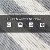 Outsunny Outdoor Wendeteppich, wasserfest, gestreift, 182x274cm, Grau/Creme(m-6)