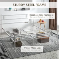 HOMCOM King Bed Frame, Metal Bed Base with Headboard and Footboard, Metal Slat Support and 31cm Underbed Storage Space(m-6)