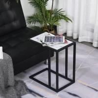 HOMCOM Mesita Auxiliar Mesa Lateral para Sofá Moderna con Superficie Imitación Mármol Estructura de Metal 45x30x51,5 cm Blanco(m-9)