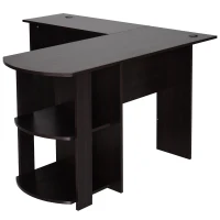 HOMCOM Mesa de Ordenador PC Escritorio para Oficina Hogar Tipo Esquinera Forma L con Estantes 136x130x72cm Madera(m-11)