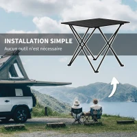 Outsunny Table de camping pliante, table de pique-nique légère en métal avec sac de transport - 56L x 45l x 45H cm(m-6)