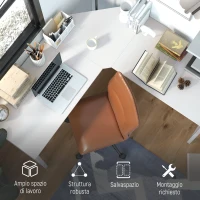 HOMCOM Scrivania Angolare a L con Piedini Regolabili, in Legno e Acciaio, 150x150x76 cm, Bianca(m-6)