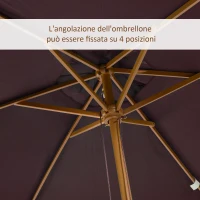 Outsunny Ombrellone m da Giardino 2x3 in Legno Laccato con Copertura Rimovibile, Marrone(m-6)