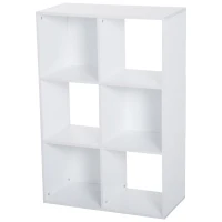 Homcom Etagère Contemporaine à 6 Casiers en Bois Blanc 92 x 30 x 92 cm(m-1)
