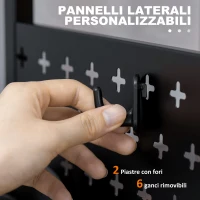 HOMCOM Mobile Cucina a 4 Livelli con 6 Ganci, 2 Vassoi e 4 Ripiani Rimovibili in MDF e Acciaio, 60x40x112 cm, Marrone(m-5)