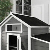 PawHut Gallinero para Exterior Gallinero de Madera con 2 Nidos Bandeja Extraíble Techo Abatible 150x100x96,5 cm Gris y Blanco(m-9)