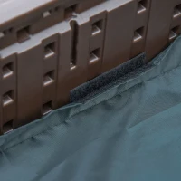 Outsunny Sandkasten mit Abdeckplane & Bodenplane, modulare Bauweise, 4 Sitze, 1,23L x 1,23B m, Braun(m-8)