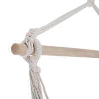 Outsunny Outdoor Hanging Rope Chair with Cotton Rope, Garden Hammock Chair with Wooden Support Bar Cotton Cloth, Portable Garden Chair for Patio & Tree, Red(m-9)