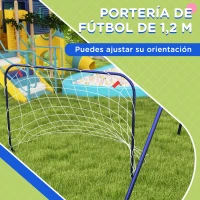 Outsunny Columpio para Niños de 3-8 Años 3 en 1 con Canasta y Portería de Fútbol Desmontable Marco de Acero Multicolor(m-5)