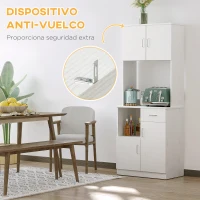HOMCOM Armario de Cocina con 1 Cajón Estante Ajustable y Estante Abierto Estilo Moderno Antivuelco 71x41x178 cm Blanco(m-6)