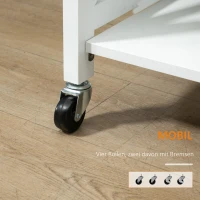 HOMCOM Küchenwagen Rollwagen klappbar 60 x 40 x 84cm Kautschukholz Weiß(m-6)