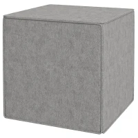 HOMCOM Poggiapiedi Quadrato 2 in 1 con Rivestimento Rimovibile in Tessuto Effetto Lino, 41x41x41 cm, Grigio Chiaro(m-10)