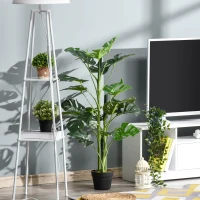Outsunny Planta Artificial 100 cm Monstera Artificial Árbol Artificial con 21 Hojas y Maceta para Decoración Hogar Oficina Salón Verde(m-2)