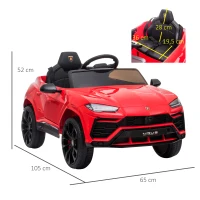HOMCOM Kinderfahrzeug Elektroauto Sicherheitsgurt Fernbedienung MP3 3–6 Jahre PP Rot 102 x 65,4 x 52,6 cm(m-3)