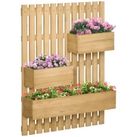 Outsunny Blumenkasten-Set, Wandmontage, frei versetzbar, Massivholz, 60 x 16 x 80 cm(m-1)
