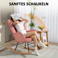 HOMCOM Schaukelstuhl, Relaxsessel, Schaukelsessel, belastbar bis 120 kg, Polyester, 98 x 71 x 101 cm, Rosa(m-4)