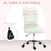 HOMCOM Silla de Escritorio sin Brazos con Altura Ajustable Tapizado en Felpa y Respaldo Alto Carga 120 kg Multicolor(m-4)