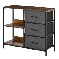 HOMCOM Chest of Drawers Storage  Dresser Cabinet Organizer with 3 Fabric Drawers and 2 Display Shelves for Living Room, Bedroom, Hallway, Black(m-11)