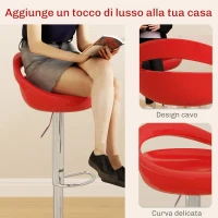 HOMCOM Set 2 Sgabelli da Bar Girevoli con Poggiapiedi, Altezza Regolabile Base in Acciaio Seduta in ABS, Rosso(m-6)