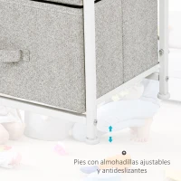 HOMCOM Cómoda con 4 Cajones de Tela Cajonera Armario de Almacenaje Multifuncional para Dormitorio Salón Pasillo 45x30x92 cm Gris(m-6)