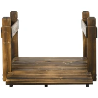 Outsunny 5FT Wooden Garden Bridge with Planters on Safety Railings, Stained Finish Arc Footbridge for Pond Backyard Stream(m-8)