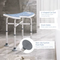 HOMCOM 39-51.5cm 'U' Seat Padded Shower Stool - Light Blue(m-4)