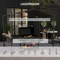 Outsunny Grillzelt Grilldach, wetterbeständig, inkl. Seitentaschen, 277 x 149 x 230 cm, Dunkelgrau(m-5)